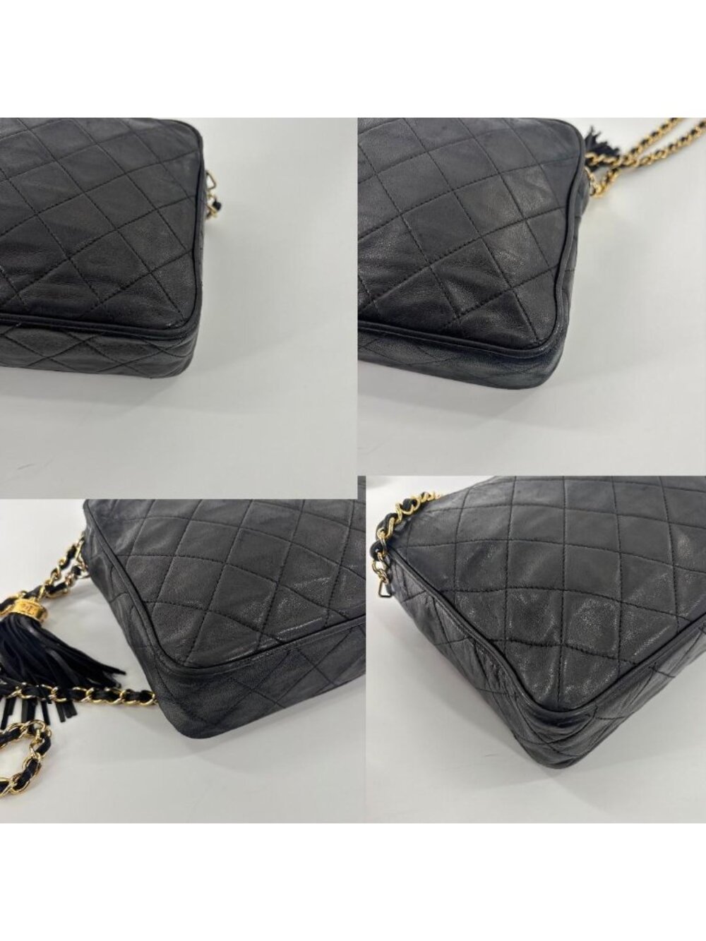Chanel Quilted Lambskin Shoulder Bag Black Fringe - Picture 9 of 13